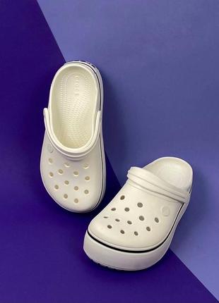 Женские сабо крокс crocs crocband platform clog white