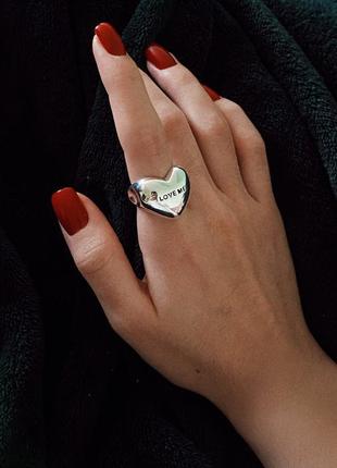 Кільце кольцо колечко срібло s925 акцентне срібне стильне серце🤍 модне нове7 фото
