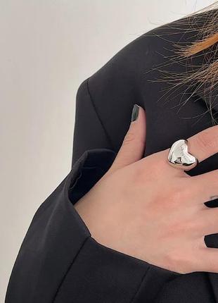 Кільце кольцо колечко срібло s925 акцентне срібне стильне серце🤍 модне нове2 фото