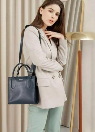 Синяя кожаная женская сумка через плечо, модные женские сумки из натуральной кожи классическая деловая1 фото