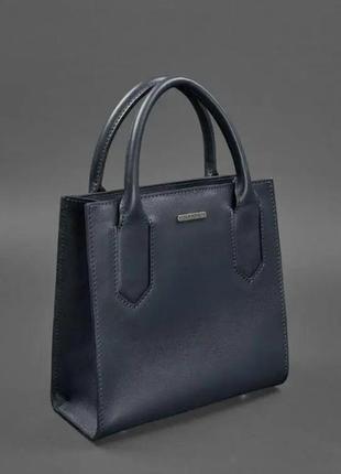 Синя шкіряна жіноча сумка через плече, модні жіночі сумки з натуральної шкіри класична ділова4 фото