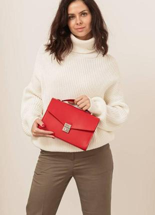 Червона жіноча шкіряна сумка крута з натуральної шкіри класична, стильна жіноча сумка шкіряна3 фото
