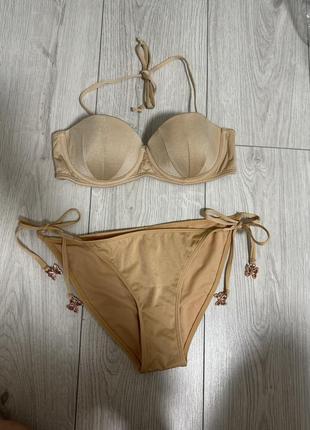 Бежевый песочный купальник h&m 75b