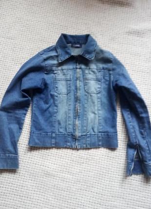 Джинсова укорочена курточка на блискавці nl jeans1 фото