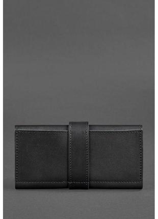 Місткий гаманець ручної роботи на кнопці, гаманці жіночі шкіряні яскраві стильні чорний4 фото