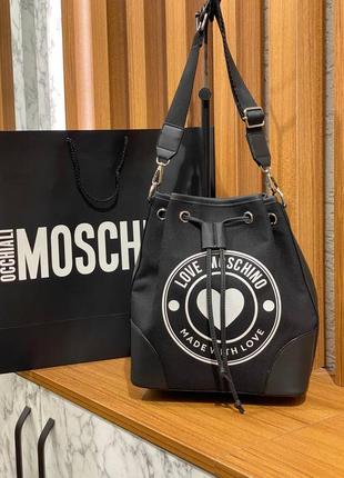 Сумка черная женская в стиле moschino сумка москино клатч кросс-боди