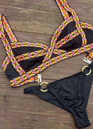 6-8 h&m крутий купальник бандо із широкими смужками вставками, на чашку а-а,5
