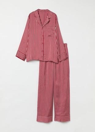 Сатиновая пижама h&m бордовая 34 xs