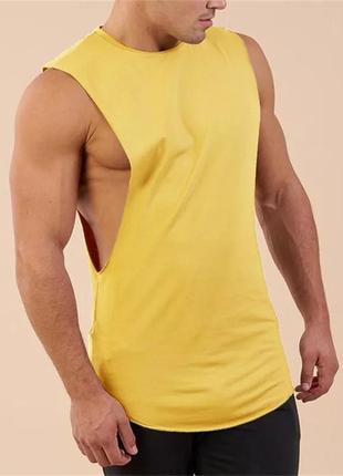 Майка мужская безрукавка с глубокими вырезами черная