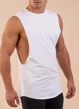 Майка мужская безрукавка с глубокими вырезами черная