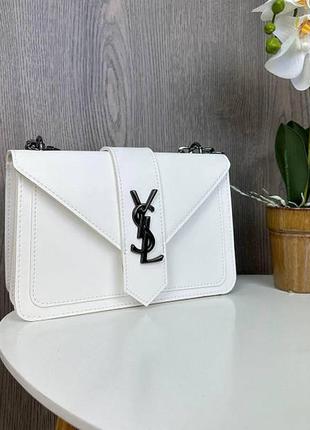 Женская мини сумочка клатч на плечо с цепочкой, маленькая сумка ysl белый2 фото