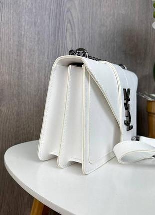 Женская мини сумочка клатч на плечо с цепочкой, маленькая сумка ysl белый4 фото