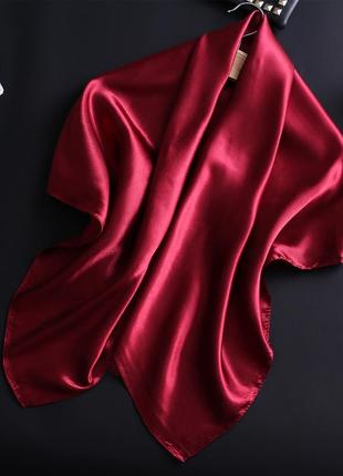 Женский платок атласный однотонный нежный, косынка 90*90 см1 фото