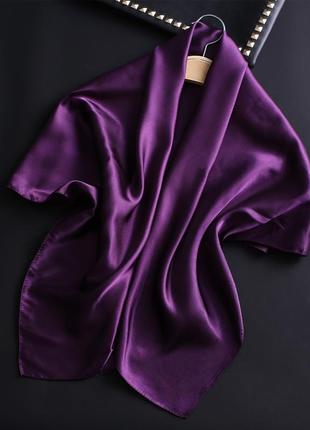 Женский платок атласный однотонный нежный, косынка 90*90 см2 фото