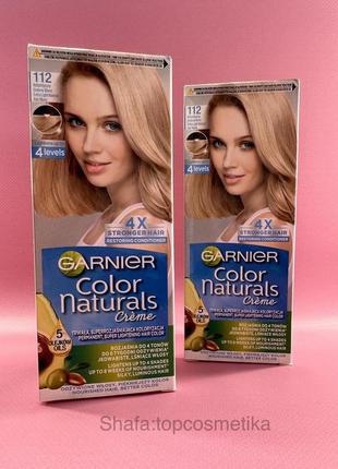 Стійка крем-фарба для волосся garnier color naturals з п'ятьма оліями, 112 натуральний блонд