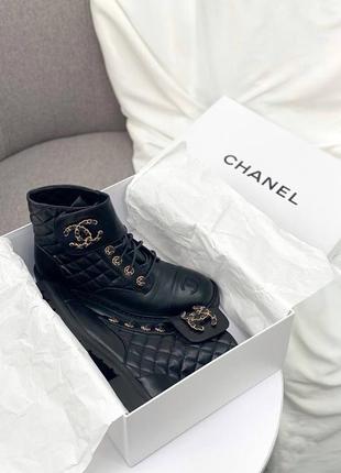 Черевики у стилі chanel lace-up boots black5 фото