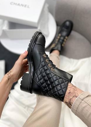 Черевики у стилі chanel lace-up boots black6 фото