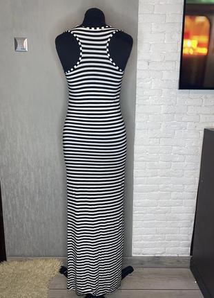 Довга трикотажна сукня по фігурі плаття максі в полоску zuppe,s2 фото