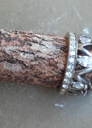 Розкішна вишукана каблучка перстень срібло 925 фіаніти корона9 фото