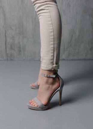 3996☀️босоніжки на високих підборах в штучній замші👑