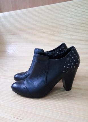 Кожаные черные туфли / ботинки с заклёпками 5th avenue1 фото
