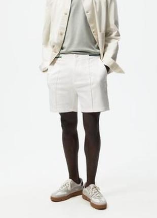 Знижка ❤️ zara нова колекція білі котонові шорти з стильним поясом хл6 фото