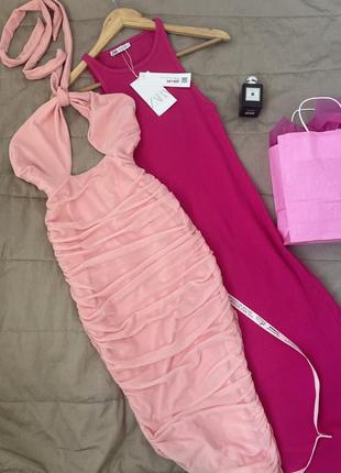 Платье в обтяжку, розовое, корсетное, oh polly