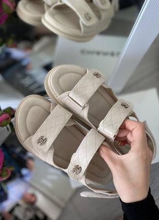 Сандалі у стилі chanel sandals beige5 фото