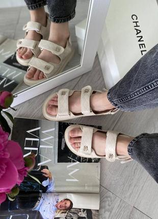 Сандалі у стилі chanel sandals beige7 фото