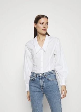 Блуза в винтажном стиле с кружевом, selected femme, рубашка белая2 фото