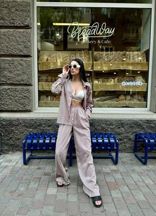 Легкий літній костюм oversize з натуральної тканини