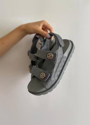 Сандалі у стилі chanel sandals grey leather premium2 фото