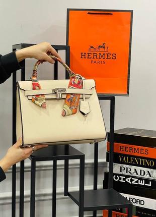 Сумка бежевая женская в стиле hermes   сумка большая гермес1 фото