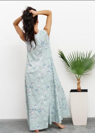 Цветочное оливковое платье с длиной в пол3 фото