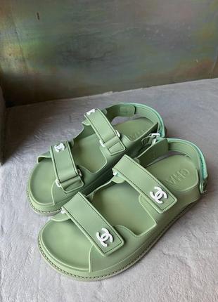 Сандалі у стилі chanel dad sandals green premium9 фото