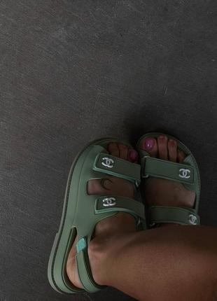 Сандалі у стилі chanel dad sandals green premium8 фото