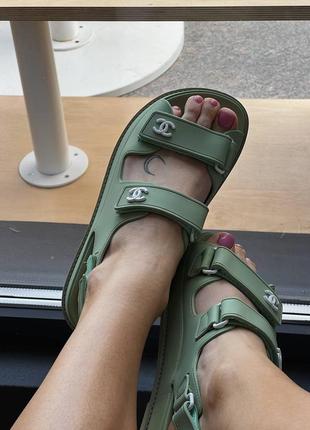 Сандалі у стилі chanel dad sandals green premium7 фото