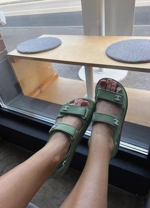 Сандалі у стилі chanel dad sandals green premium6 фото