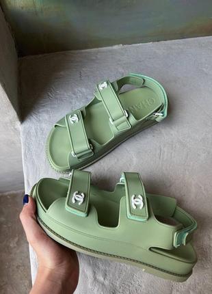 Сандалі у стилі chanel dad sandals green premium3 фото