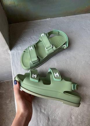 Сандалі у стилі chanel dad sandals green premium5 фото
