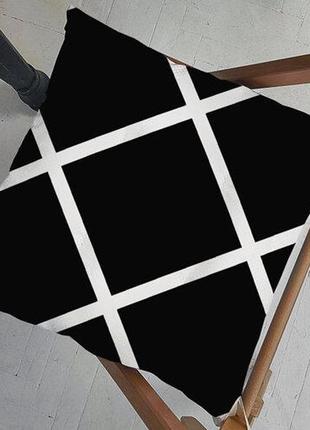 Подушка на стул с завязками черно-белая клетка 40х40х4 см (pz_23f009)1 фото