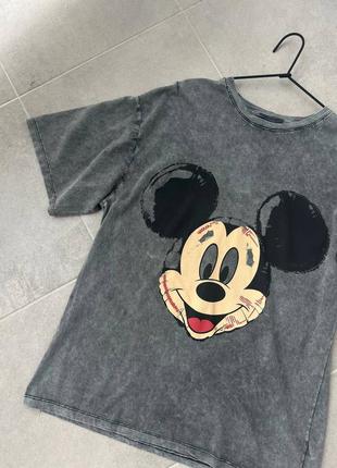 Оверсайз футболка серая футболка микки маус mickey mouse5 фото