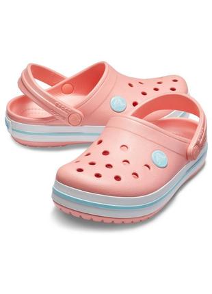 Кроксы crocs детские сабо crocband kids melon/ice blue  оригинал персиковые на девочку дитячі крокси