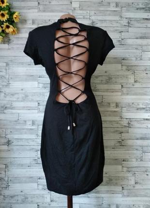 Платье женское mexton с открытой спиной черное5 фото