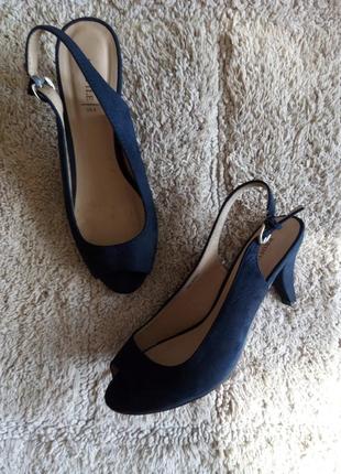 Замшевые туфли босоножки сандалии синие замш от profile5 фото