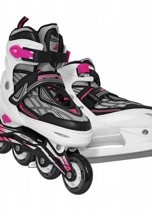 Роликовые коньки sportvida 4 в 1 sv-lg0063 size 39-42 black/white/pink .