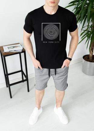 Хлопковая мужская черная футболка однотонная "nyc"