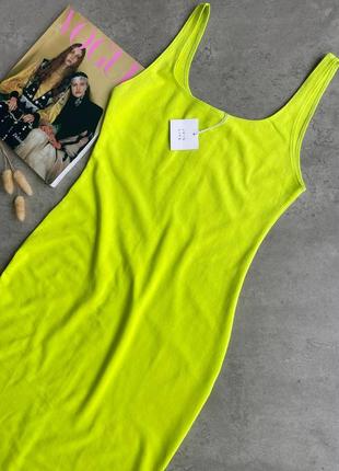 Яркое платье по фигуре от zara, лаймовое платье, неоновое платье, платье,