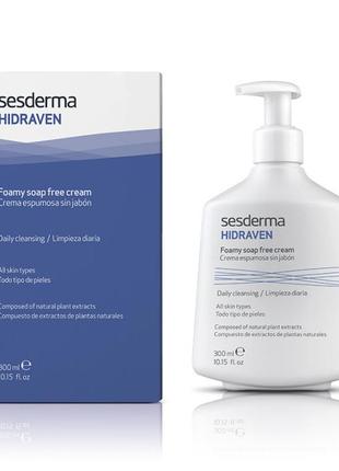 Пінистий гель для вмивання обличчя і тіла sesderma hidraven foamy soapless cream 300 мл