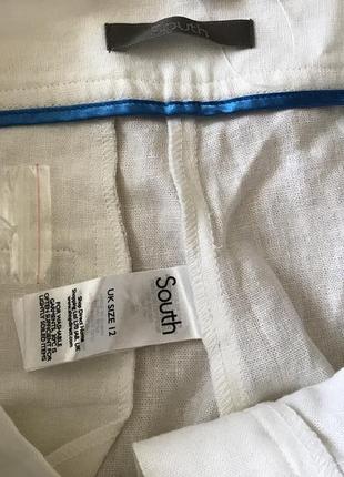 South, новые белые укороченные брюки, лен/вискоза! р.-12uk4 фото